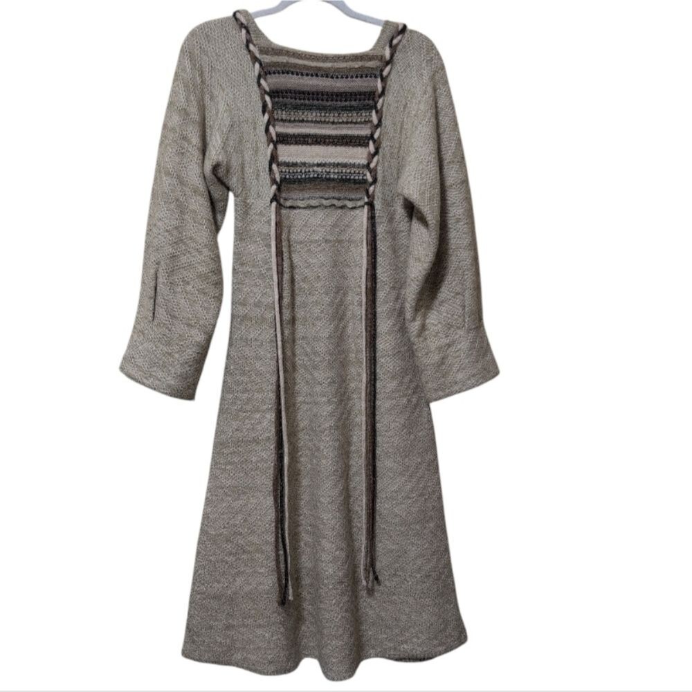 Vintage Angie Wool Mohair Blend Knit Sweater Dress with front accents size Small
